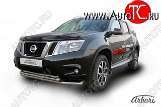 11 069 р. Защита переднего бампера Arbori (нержавейка, 2 трубы d57 и 42 mm) Nissan Terrano D10 рестайлинг (2016-2022)  с доставкой в г. Чебоксары