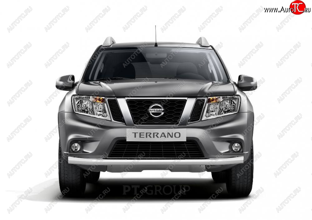 14 649 р. Защита переднего бампера (одинарная, Ø63 мм) Petroil Tuning  Nissan Terrano  D10 (2013-2022), Renault Duster  HS (2010-2021) (Нержавеющая полированная сталь)  с доставкой в г. Чебоксары