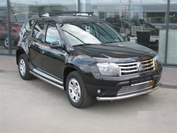 14 649 р. Защита переднего бампера (одинарная, Ø63 мм) Petroil Tuning  Nissan Terrano  D10 (2013-2022), Renault Duster  HS (2010-2021) (Нержавеющая полированная сталь)  с доставкой в г. Чебоксары. Увеличить фотографию 5