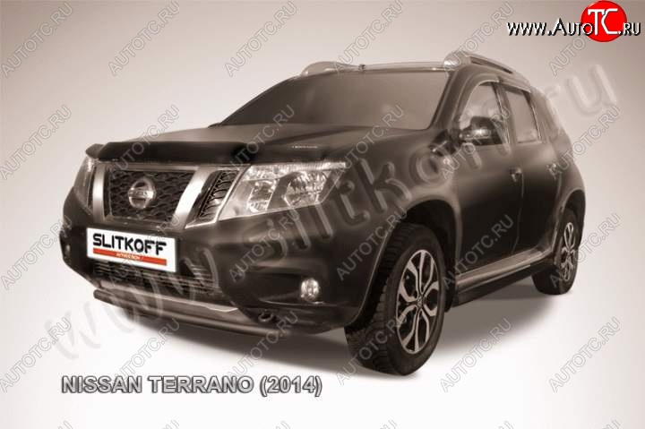 6 199 р. Защита переднего бампер Slitkoff Nissan Terrano D10 рестайлинг (2016-2022) (Цвет: серебристый)  с доставкой в г. Чебоксары