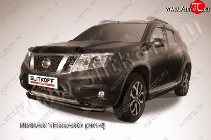 6 799 р. Защита переднего бампер Slitkoff Nissan Terrano D10 рестайлинг (2016-2022) (Цвет: серебристый)  с доставкой в г. Чебоксары