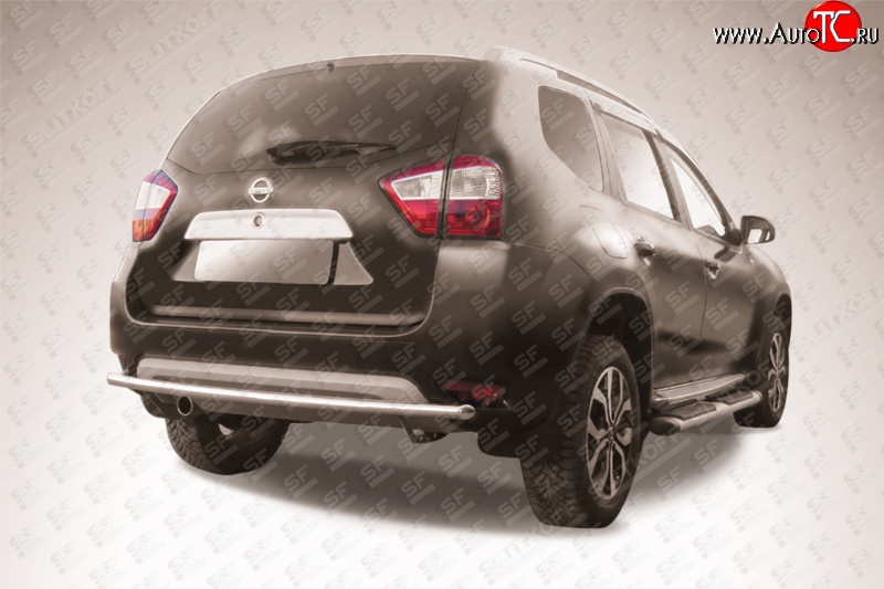 7 549 р. Одинарная защита заднего бампера из трубы диаметром 42 мм Slitkoff  Nissan Terrano  D10 (2013-2022) дорестайлинг, рестайлинг (Цвет: нержавеющая полированная сталь)  с доставкой в г. Чебоксары