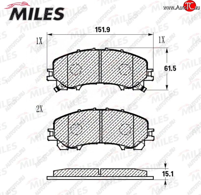 1 859 р. Комплект передних тормозных колодок (керамика) MILES Nissan X-trail 3 T32 дорестайлинг (2013-2018)  с доставкой в г. Чебоксары