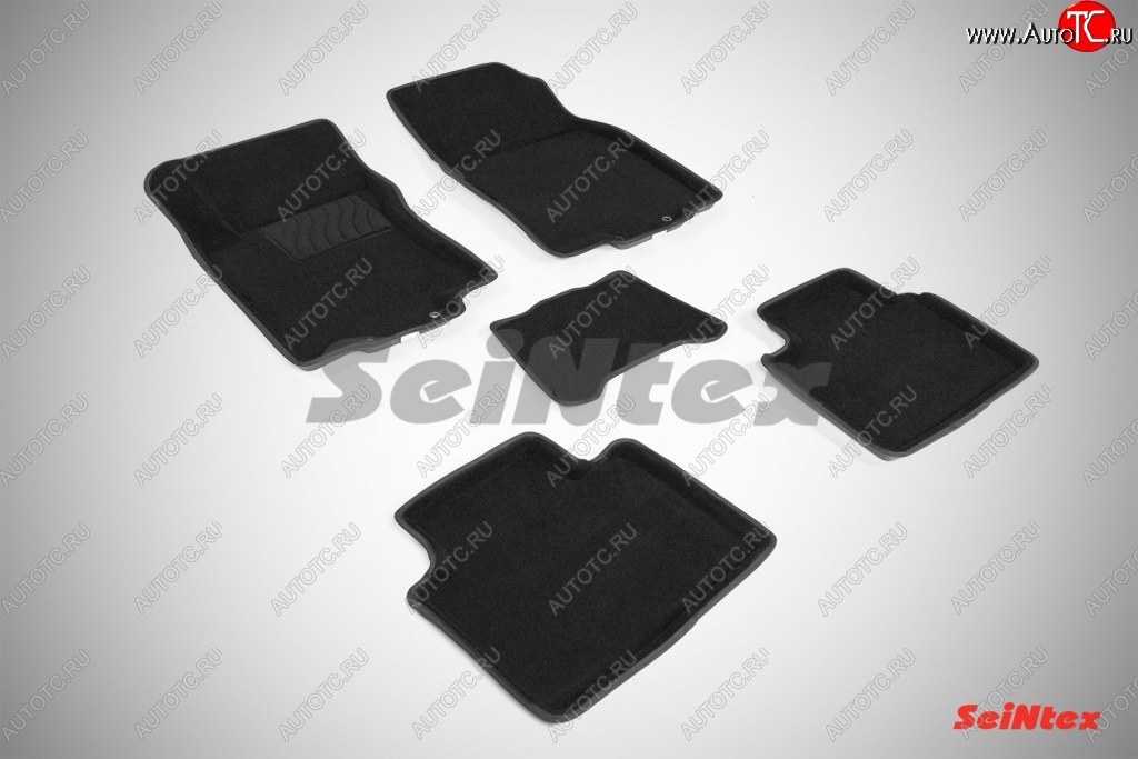 5 449 р. Износостойкие коврики в салон SeiNtex Premium 3D 4 шт. (ворсовые, черные) Nissan X-trail 3 T32 дорестайлинг (2013-2018)  с доставкой в г. Чебоксары