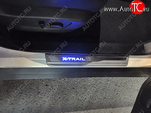4 399 р. Накладка порога двери нерж. Nissan X-Trail 2014+ Nissan X-trail 3 T32 рестайлинг (2017-2022)  с доставкой в г. Чебоксары