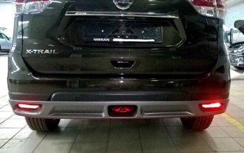 5 649 р. Накладка на задний бампер АвтоКрат Nissan X-trail 3 T32 рестайлинг (2017-2022) (Неокрашенная)  с доставкой в г. Чебоксары. Увеличить фотографию 2