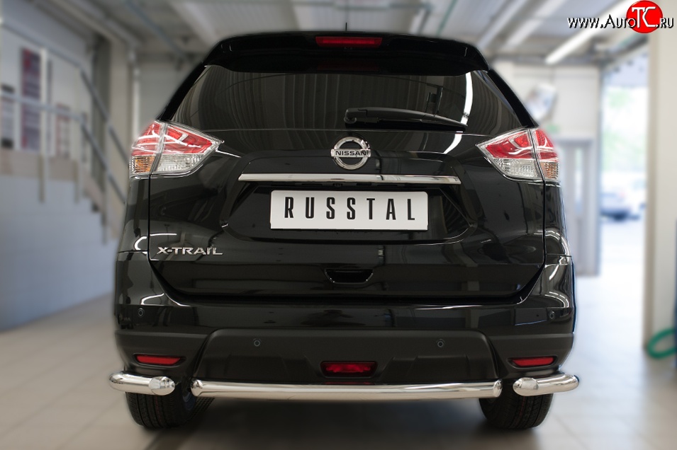 14 549 р. Одинарная защита заднего бампера из трёх труб диаметром 63 мм SLITKOFF  Nissan X-trail  3 T32 (2017-2022) рестайлинг  с доставкой в г. Чебоксары