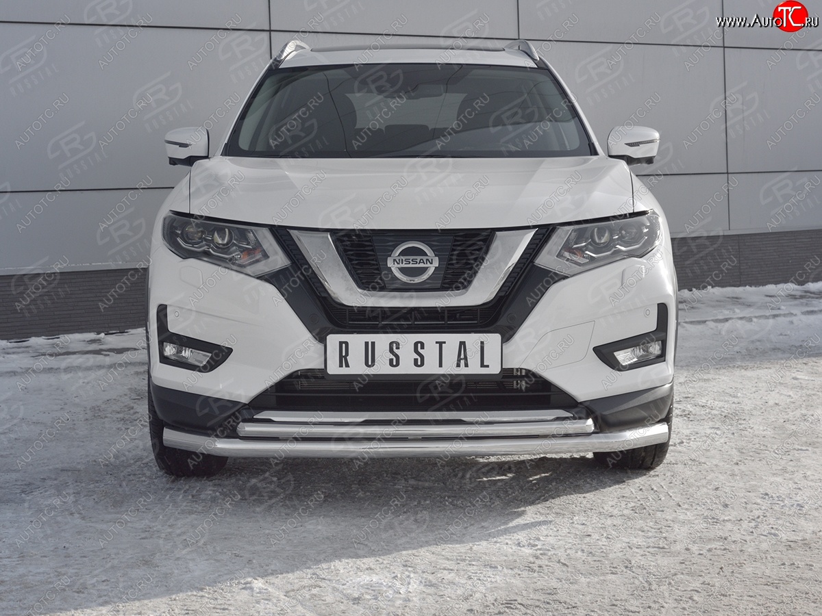 17 949 р. Защита переднего бампера (Ø63 и 42 мм)  Nissan X-trail  3 T32 (2013-2018) дорестайлинг  с доставкой в г. Чебоксары