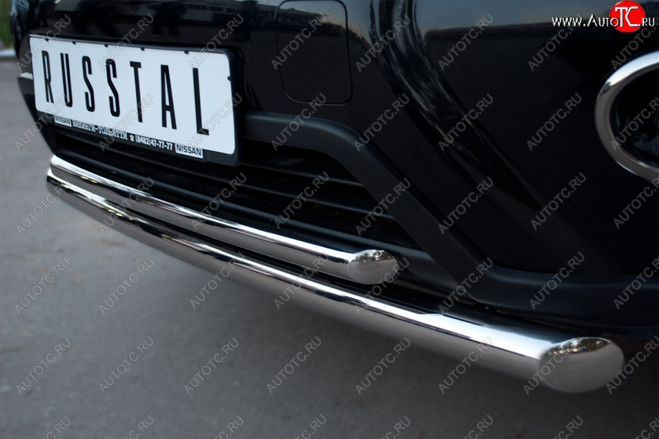16 899 р. Защита переднего бампера (2 трубы Ø63 и 42 мм, нержавейка) SLITKOFF  Nissan X-trail  2 T31 (2010-2015) рестайлинг  с доставкой в г. Чебоксары