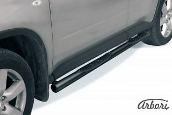 Защита штатных порогов Arbori (с проступью, черная, d76 mm). Nissan X-trail  2 T31 (2007-2011) дорестайлинг