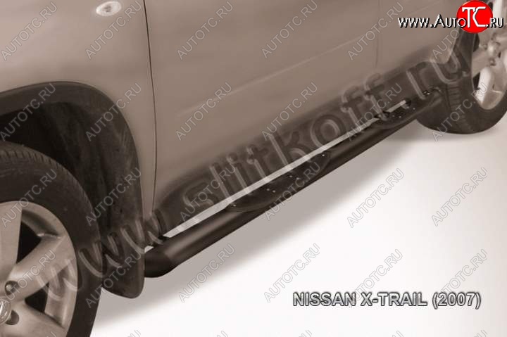 10 849 р. Пороги d76 с проступями со скосами  Nissan X-trail  2 T31 (2007-2011) дорестайлинг (Цвет: серебристый)  с доставкой в г. Чебоксары