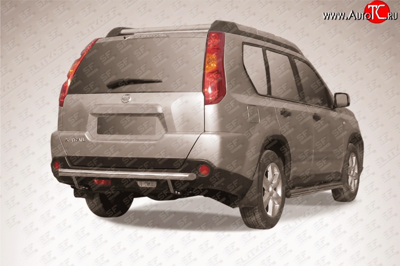 8 999 р. Одинарная защита заднего бампера из трубы диаметром 57 мм Slitkoff  Nissan X-trail  2 T31 (2007-2011) дорестайлинг (Цвет: нержавеющая полированная сталь)  с доставкой в г. Чебоксары