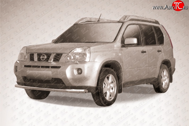 11 749 р. Одинарная защита переднего бампера из трубы диаметром 57 мм Slitkoff  Nissan X-trail  2 T31 (2010-2015) рестайлинг (Цвет: нержавеющая полированная сталь)  с доставкой в г. Чебоксары