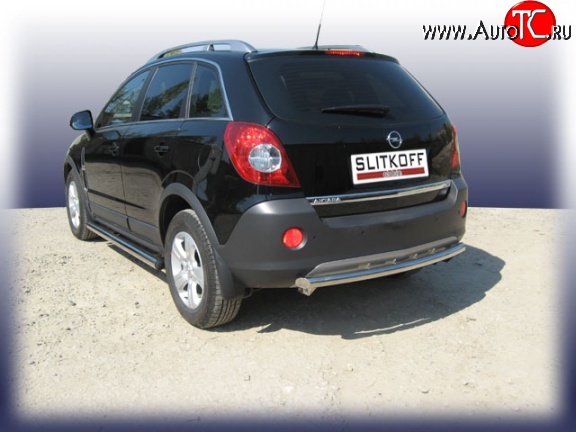 9 799 р. Одинарная защита заднего бампера из трубы диаметром 57 мм Slitkoff  Opel Antara (2006-2010) (Цвет: нержавеющая полированная сталь)  с доставкой в г. Чебоксары