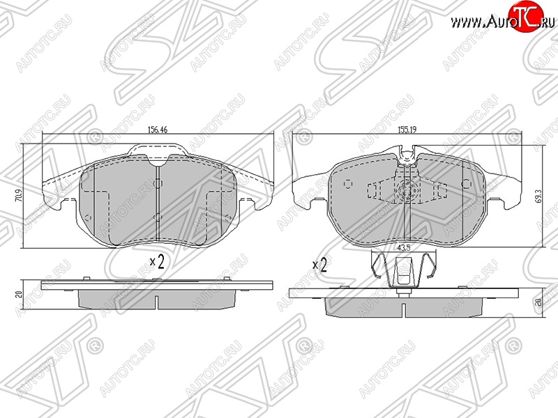 1 379 р. Колодки тормозные SAT (передние) Opel Zafira В дорестайлинг (2005-2008)  с доставкой в г. Чебоксары