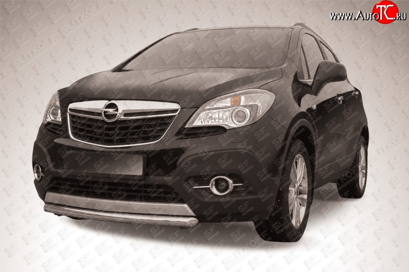 11 299 р. Защита переднего бампера из короткой трубы диаметром 57 мм Slitkoff Opel Mokka  дорестайлинг (2012-2016) (Цвет: нержавеющая полированная сталь)  с доставкой в г. Чебоксары