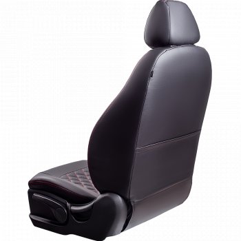 5 999 р. Чехлы для сидений Lord Autofashion Турин Ромб (экокожа, спинка и сиденье 60/40, 3 Г-образных подголовника) Opel Mokka  дорестайлинг (2012-2016) (Черный, вставка черная, строчка красная)  с доставкой в г. Чебоксары. Увеличить фотографию 3