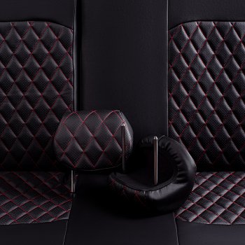 5 999 р. Чехлы для сидений Lord Autofashion Турин Ромб (экокожа, спинка и сиденье 60/40, 3 Г-образных подголовника) Opel Mokka  дорестайлинг (2012-2016) (Черный, вставка черная, строчка красная)  с доставкой в г. Чебоксары. Увеличить фотографию 4