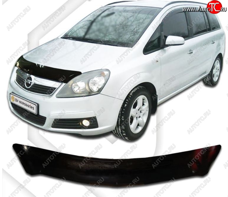2 079 р. Дефлектор капота CA-Plastic Opel Zafira В рестайлинг (2007-2015) (Classic черный, Без надписи)  с доставкой в г. Чебоксары