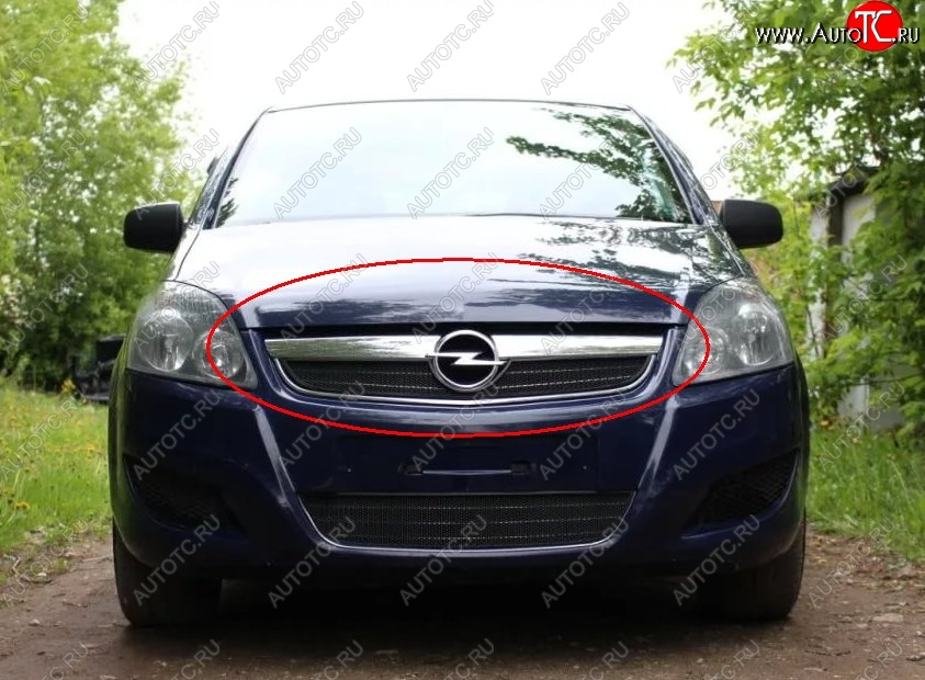 1 469 р. Сетка в решетку радиатора Russtal Opel Zafira В рестайлинг (2007-2015) (черная)  с доставкой в г. Чебоксары