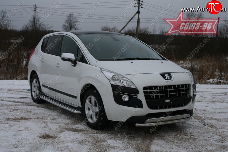 14 309 р. Одинарная защита переднего бампера диаметром трубы 60 мм Souz-96  Peugeot 3008 (2009-2013) дорестайлинг  с доставкой в г. Чебоксары