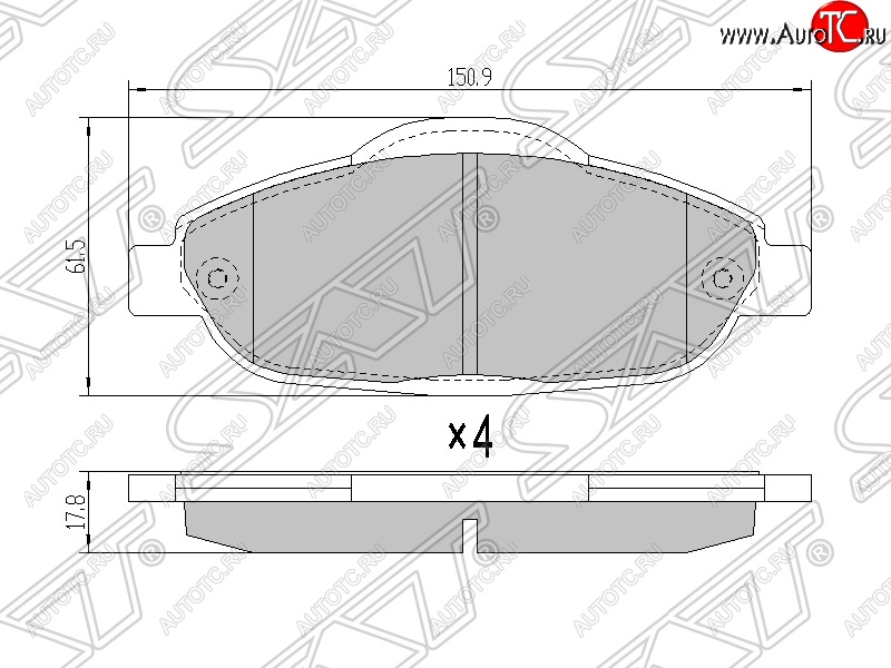 1 099 р. Колодки тормозные SAT (передние) Peugeot 3008 рестайлинг (2013-2017)  с доставкой в г. Чебоксары