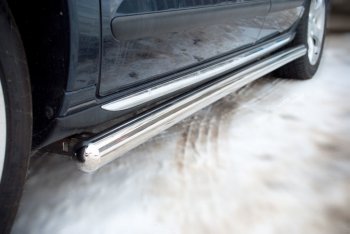19 999 р. Защита порогов из круглой трубы диаметром 63 мм SLITKOFF v3  Peugeot 3008 (2009-2013) дорестайлинг  с доставкой в г. Чебоксары. Увеличить фотографию 2