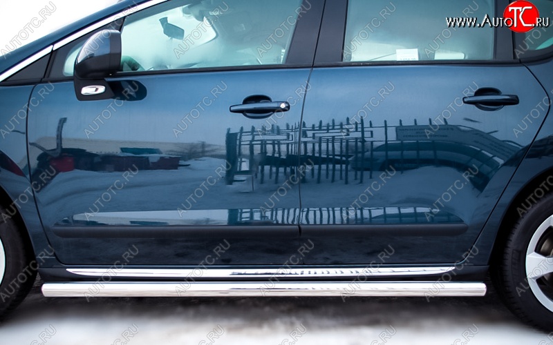 19 999 р. Защита порогов из круглой трубы диаметром 63 мм SLITKOFF v3  Peugeot 3008 (2009-2013) дорестайлинг  с доставкой в г. Чебоксары