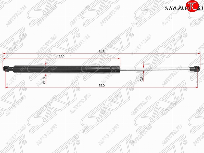669 р. Газовый упор крышки багажника SAT  Peugeot 308  T7 (2007-2011), SSANGYONG Kyron (2005-2016)  с доставкой в г. Чебоксары