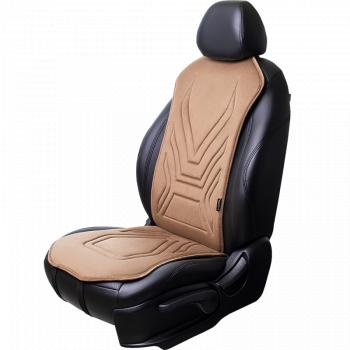 2 579 р. Накидка на сиденье (1 место Афины) ЛЮКС ст АЛЬБИОН Lord Autofashion Foton Aumark (BJ10) (2010-2025) (бежевый, строчка коричневая)  с доставкой в г. Чебоксары. Увеличить фотографию 3