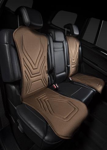 2 579 р. Накидка на сиденье (1 место Афины) ЛЮКС ст АЛЬБИОН Lord Autofashion Foton Aumark (BJ10) (2010-2025) (бежевый, строчка коричневая)  с доставкой в г. Чебоксары. Увеличить фотографию 2