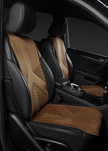 2 579 р. Накидка на сиденье (1 место Афины) ЛЮКС ст ВАН ВЭЙ Lord Autofashion Seat Tarraco KN2 (2018-2025) (коричневый, строчка коричневая)  с доставкой в г. Чебоксары. Увеличить фотографию 3