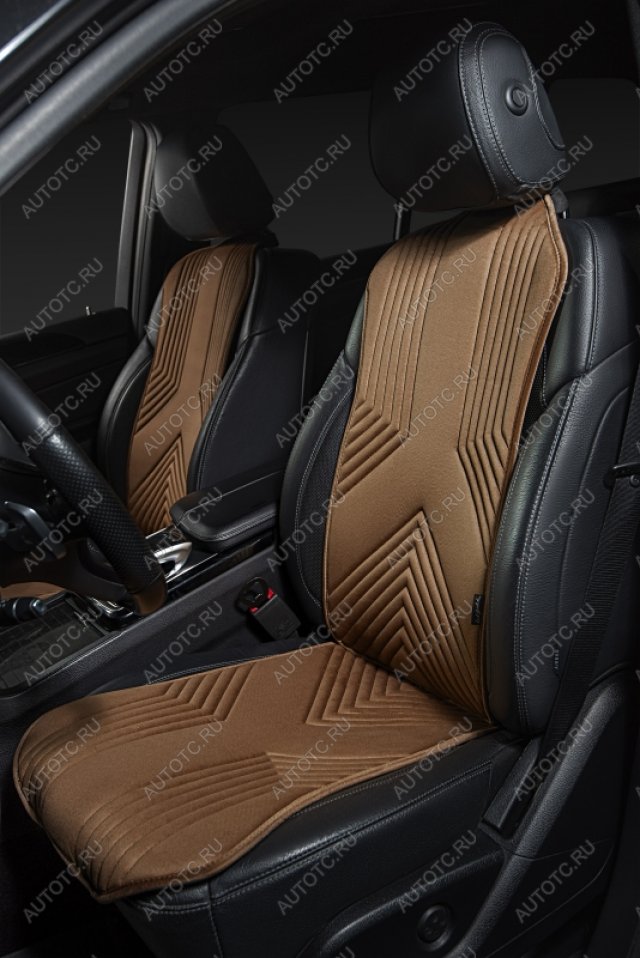 2 579 р. Накидка на сиденье (1 место Афины) ЛЮКС ст ВАН ВЭЙ Lord Autofashion Seat Tarraco KN2 (2018-2025) (коричневый, строчка коричневая)  с доставкой в г. Чебоксары