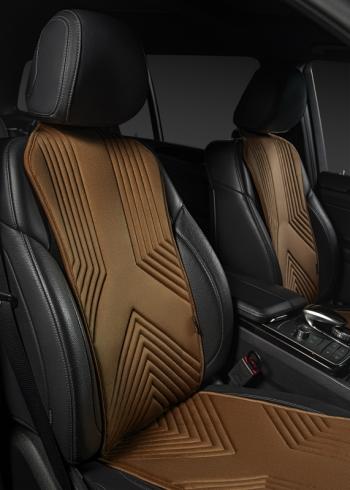 2 579 р. Накидка на сиденье (1 место Афины) ЛЮКС ст ВАН ВЭЙ Lord Autofashion Seat Tarraco KN2 (2018-2025) (коричневый, строчка коричневая)  с доставкой в г. Чебоксары. Увеличить фотографию 2