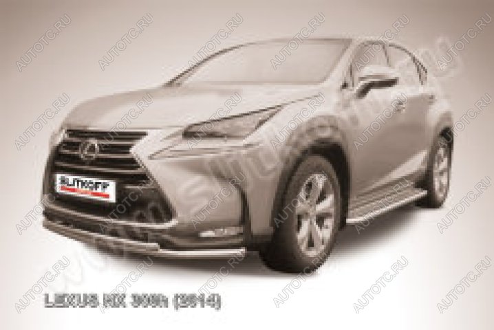 13 699 р. Защита переднего бампера d57+d42 двойная радиусная Slitkoff Lexus NX300h Z10 дорестайлинг (2014-2017) (нержавейка полированная)  с доставкой в г. Чебоксары