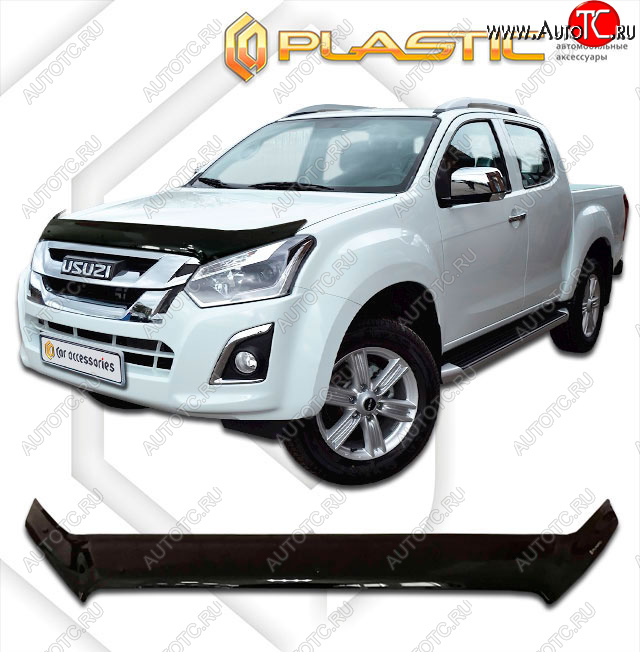 2 299 р. Дефлектор капота CA-Plastic Isuzu D-Max RT85,TFR ExtendedCab рестайлинг (2015-2021) (classic черный, без надписи)  с доставкой в г. Чебоксары