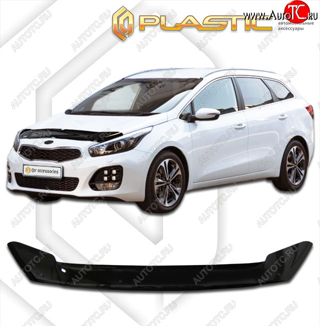 2 159 р. Дефлектор капота CA-Plastic KIA Ceed 2 JD рестайлинг универсал (2015-2018) (classic черный, без надписи)  с доставкой в г. Чебоксары