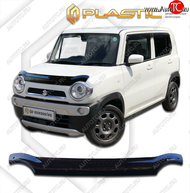1 999 р. Дефлектор капота CA-Plastic Suzuki Hustler MR41S,MR31S хэтчбэк 5 дв. (2014-2019) (classic черный, без надписи)  с доставкой в г. Чебоксары