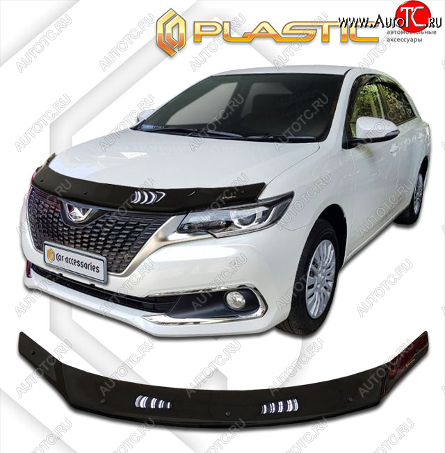 2 159 р. Дефлектор капота CA-Plastic Toyota Allion T260 седан 2-ой рестайлинг (2016-2021) (classic черный, без надписи)  с доставкой в г. Чебоксары