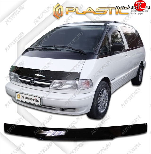2 159 р. Дефлектор капота CA-Plastic Toyota Estima Emina XR10, XR20 минивэн дорестайлинг (1992-1994) (classic черный, без надписи)  с доставкой в г. Чебоксары