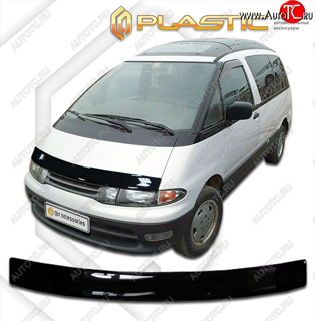 2 079 р. Дефлектор капота CA-Plastic Toyota Estima Lucida XR10,20 дорестайлинг (1992-1995) (classic черный, без надписи)  с доставкой в г. Чебоксары