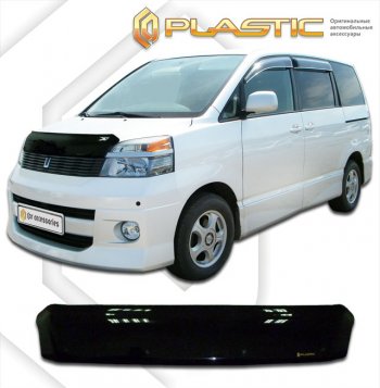 2 159 р. Дефлектор капота CA-Plastic Toyota Voxy минивэн R60 дорестайлинг (2001-2004) (серия Сlassic черный, без надписи)  с доставкой в г. Чебоксары. Увеличить фотографию 2