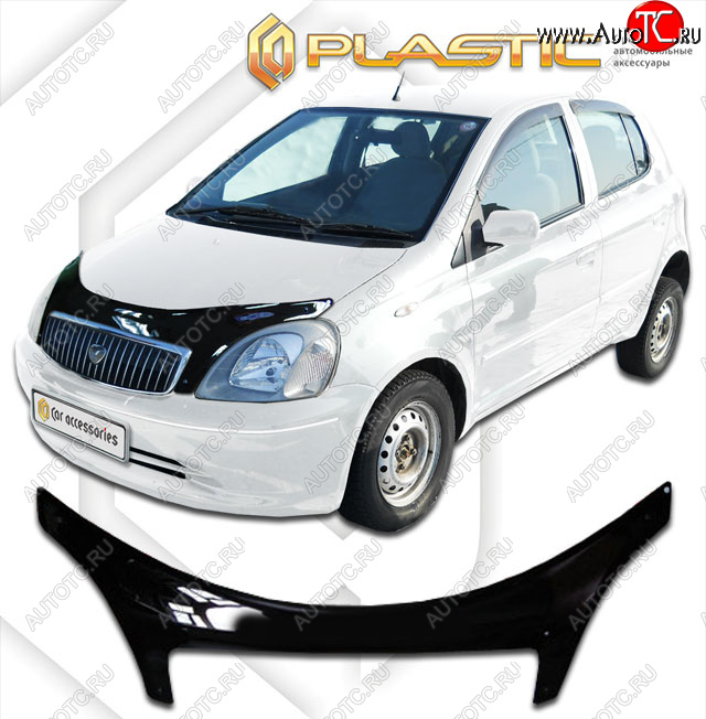2 559 р. Дефлектор капота (exclusive) CA Plastic Toyota Vitz XP10 хэтчбэк 3 дв. дорестайлинг (1999-2001) (Classic черный)  с доставкой в г. Чебоксары