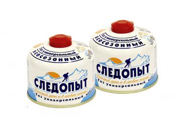 Баллон газовый резьбовой СЛЕДОПЫТ 230 гр., всесезонный, комплект 2 шт. СЛЕДОПЫТ pf-fg-230-set2