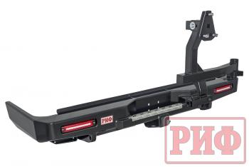 Бампер РИФ силовой задний Toyota Land Cruiser 76 2007+ с квадратом под фаркоп, калиткой и фонарями РИФ rif076-21125