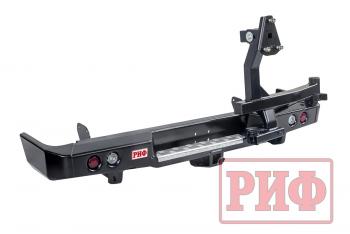 Бампер РИФ силовой задний Toyota Land Cruiser 78 2007+ с квадратом под фаркоп, калиткой и фонарями РИФ rif078-21125