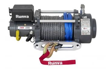 100 379 р. Лебёдка электрическая (индустр.) 24V Runva 15000 lbs 6800 кг синтетический трос RUNVA ewn15000usr24v  с доставкой в г. Чебоксары. Увеличить фотографию 3