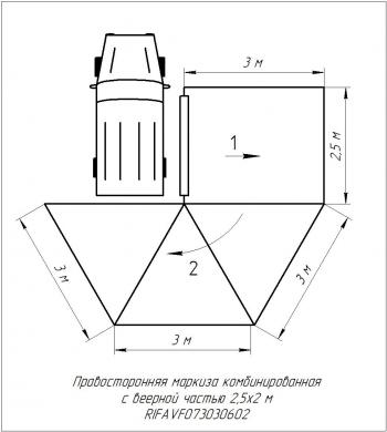 38 089 р. Маркиза автомобильная РИФ комбинированная (прямоугольная с веерной частью) 2.5х3.0 м (правая) РИФ rifavf073030602  с доставкой в г. Чебоксары. Увеличить фотографию 22