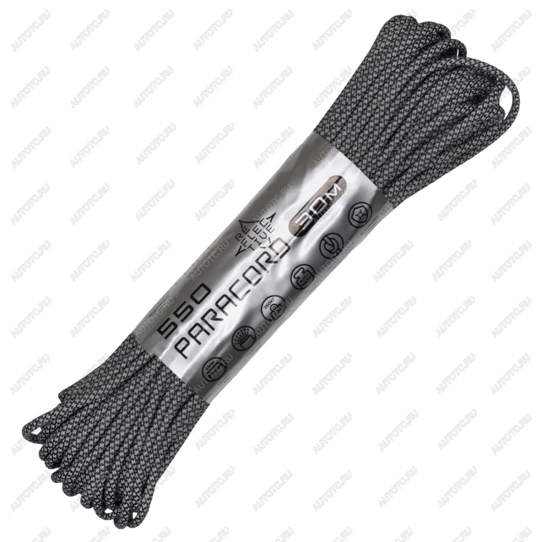 1 199 р. Паракорд 550 CORD nylon 30м SuperReflective (black snake) CORD 550.n30.lm.b.snk  с доставкой в г. Чебоксары