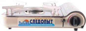 Плита газовая портативная "СЛЕДОПЫТ - DeluxE", (с подогревом) нержавеющая сталь, цанговый баллон СЛЕДОПЫТ pf-gst-n03